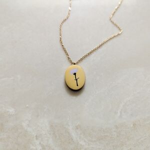 Anthropologie Gold Floral Pendant Necklace